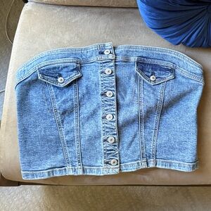 American Eagle Outfitters Blue Denim Strapless Top